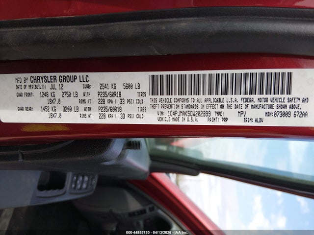 Продажа на аукционе авто 2012 Jeep Liberty Sport, vin: 1C4PJMAK5CW202899, номер лота: 44853750