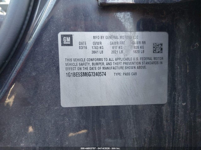 1G1BE5SM6G7240574 Chevrolet Cruze Lt Auto