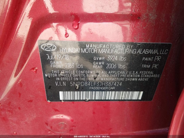 Hyundai Elantra Value Edition 2018 5NPD84LF3JH387424 Image 9