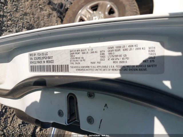 44853838 :رقم المزاد ، 3C6UR5CJ5PG518417 vin ، 2023 Ram 2500 Tradesman  4x4 6'4 Box مزاد بيع