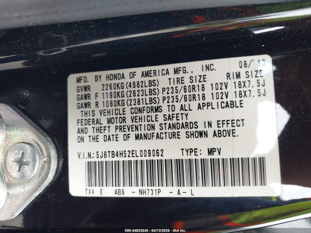 Продаж на аукціоні авто 2014 Acura Rdx, vin: 5J8TB4H52EL009062, номер лоту: 44853840