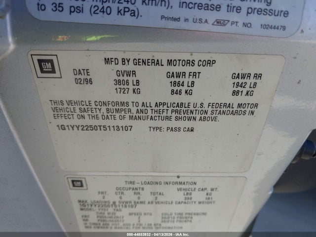 1996 CHEVROLET CORVETTE 1G1YY2250T5113107 Photo 8