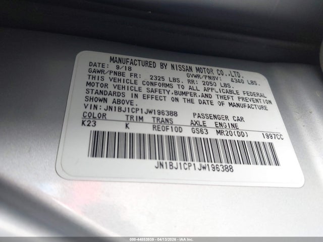 JN1BJ1CP1JW196388 Nissan Rogue Sport Sv