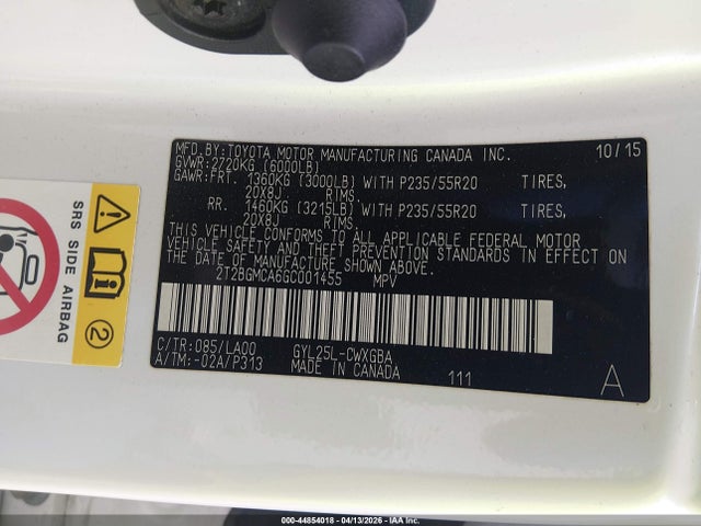 Aukcja sprzedaży 2016 Lexus Rx 450h, vin: 2T2BGMCA6GC001455, numer aukcji: 44854018
