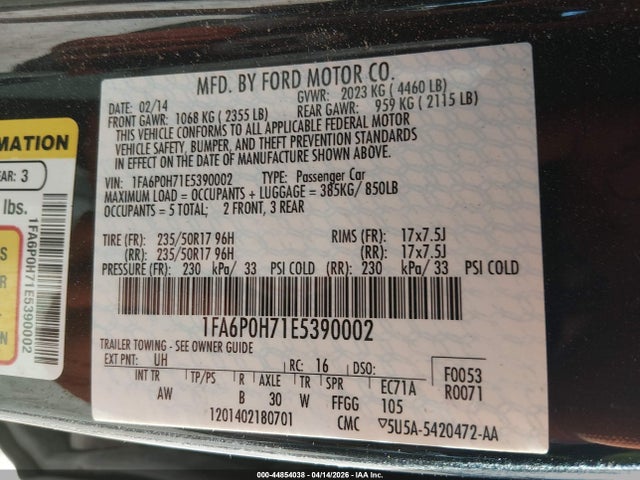 1FA6P0H71E5390002 Ford FUSION SE
