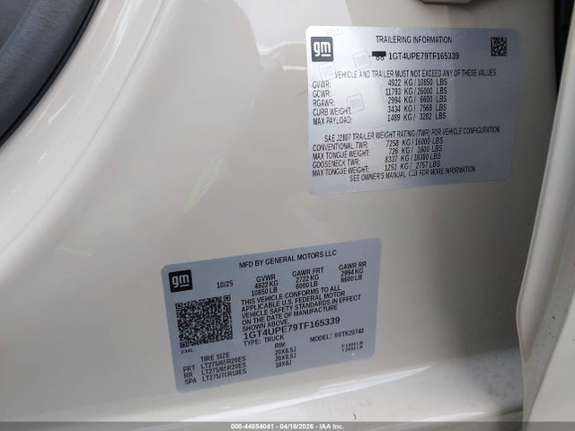 2026 Gmc Sierra 2500hd , Standard Bed, At4, 4wd მანქანა იყიდება აუქციონზე, vin: 1GT4UPE79TF165339, აუქციონის ნომერი: 44854041