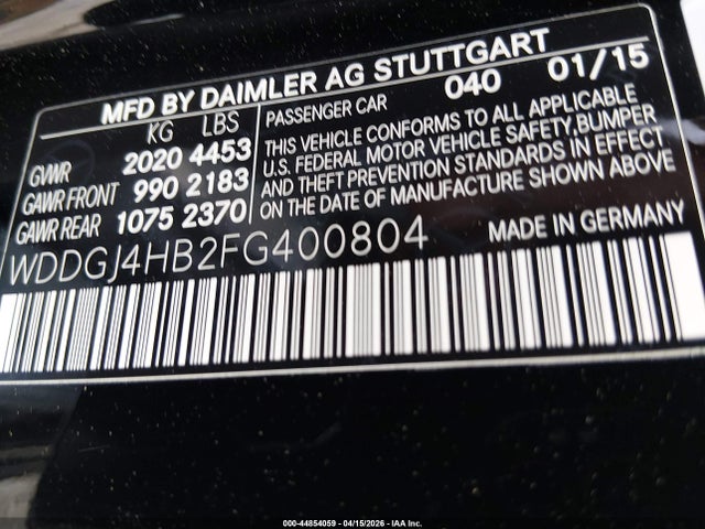 44854059 :رقم المزاد ، WDDGJ4HB2FG400804 vin ، 2015 Mercedes-benz C 250 مزاد بيع
