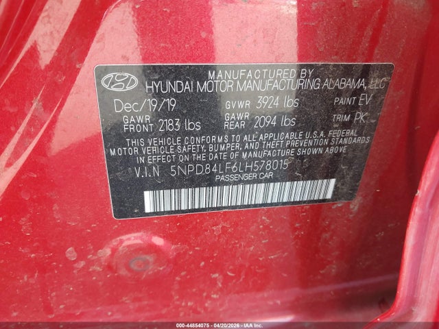 5NPD84LF6LH578015 Hyundai ELANTRA SEL