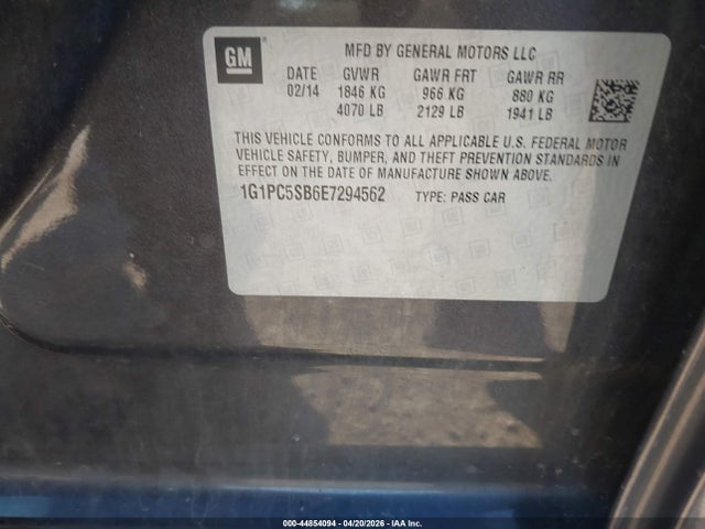 Продаж на аукціоні авто 2014 Chevrolet Cruze 1lt Auto, vin: 1G1PC5SB6E7294562, номер лоту: 44854094