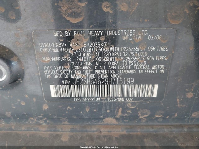 Aukcja sprzedaży 2009 Subaru Forester 2.5x L.l. Bean Edition, vin: JF2SH64629H715199, numer aukcji: 44854098