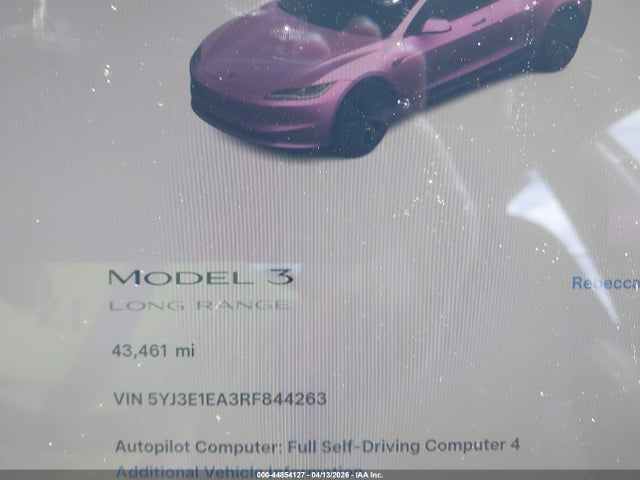 Aukcja sprzedaży 2024 Tesla Model 3 Long Range Dual Motor All-wheel Drive/rear-wheel Drive, vin: 5YJ3E1EA3RF844263, numer aukcji: 44854127