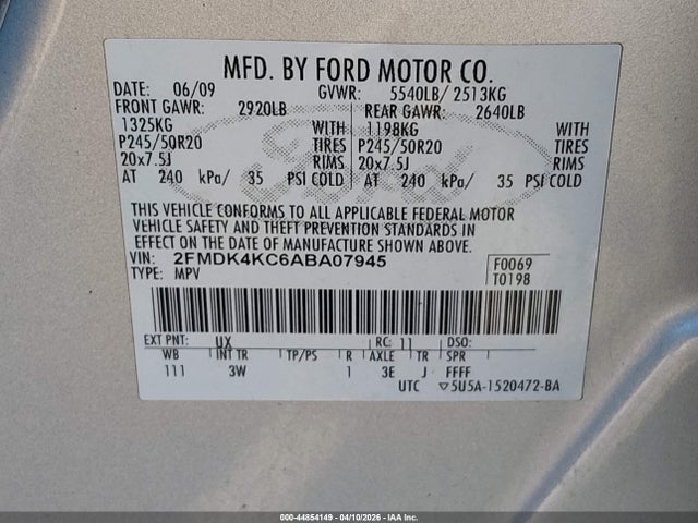2010 FORD EDGE 2FMDK4KC6ABA07945 Photo 8
