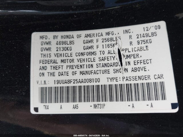 Продажа на аукционе авто 2010 Acura Tl 3.5, vin: 19UUA8F25AA008100, номер лота: 44854174