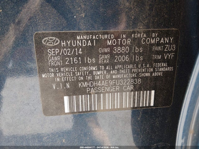Aukcja sprzedaży 2015 Hyundai Elantra Se, vin: KMHDH4AE9FU322838, numer aukcji: 44854177