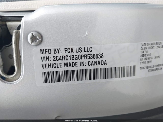Aukcja sprzedaży 2023 Chrysler Pacifica Touring L, vin: 2C4RC1BG0PR536638, numer aukcji: 44854199