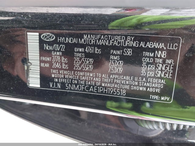 2023 Hyundai Tucson Sel მანქანა იყიდება აუქციონზე, vin: 5NMJFCAE1PH195518, აუქციონის ნომერი: 44854204