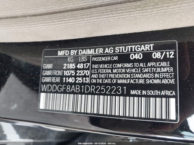 Aukcja sprzedaży 2013 Mercedes-benz C 300 Luxury 4matic, vin: WDDGF8AB1DR252231, numer aukcji: 44854209
