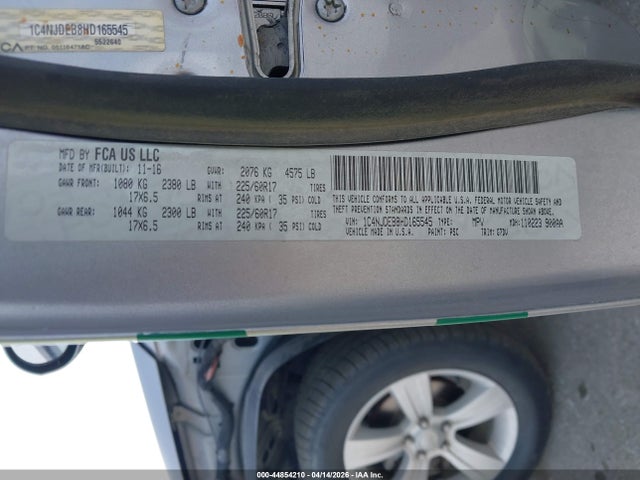 2017 Jeep Compass Latitude 4x4 მანქანა იყიდება აუქციონზე, vin: 1C4NJDEB8HD165545, აუქციონის ნომერი: 44854210
