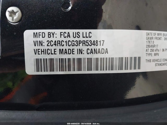 Aukcja sprzedaży 2023 Chrysler Voyager Lx, vin: 2C4RC1CG3PR534817, numer aukcji: 44854225