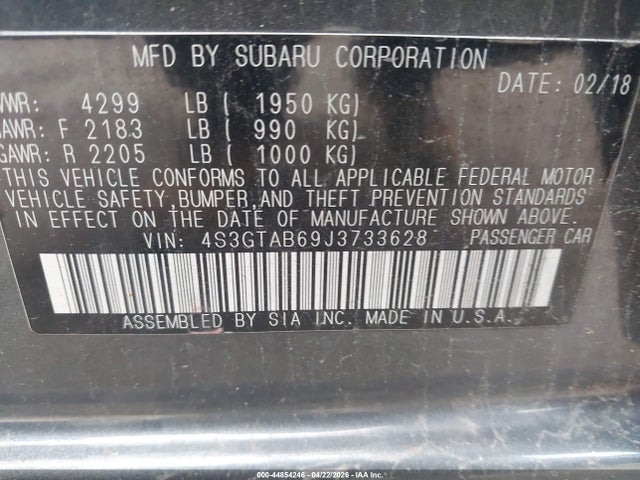 Subaru Impreza 2.0i Premium 2018 4S3GTAB69J3733628 Image 9
