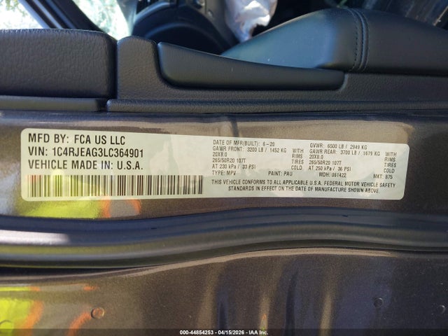 2020 Jeep Grand Cherokee Altitude 4x2 მანქანა იყიდება აუქციონზე, vin: 1C4RJEAG3LC364901, აუქციონის ნომერი: 44854253