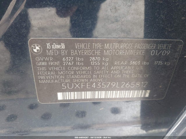 Aukcja sprzedaży 2009 Bmw X5 Xdrive30i, vin: 5UXFE43579L265812, numer aukcji: 44854267