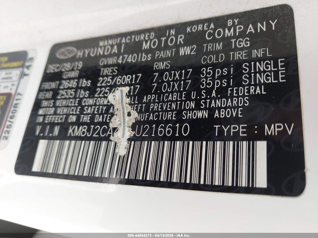 2020 HYUNDAI TUCSON KM8J2CA46LU216610 Photo 8