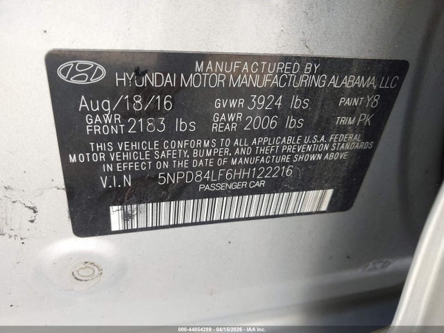 Продажа на аукционе авто 2017 Hyundai Elantra Se, vin: 5NPD84LF6HH122216, номер лота: 44854289