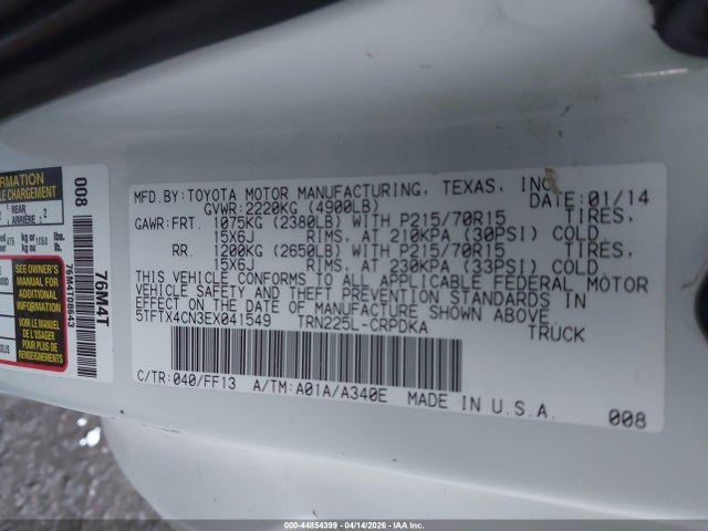 5TFTX4CN3EX041549 Toyota Tacoma