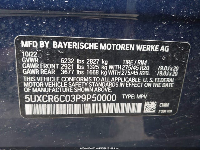 5UXCR6C03P9P50000 BMW X5 Xdrive40i