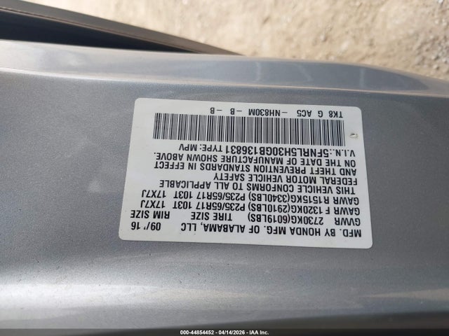 5FNRL5H30GB136831 Honda ODYSSEY SE