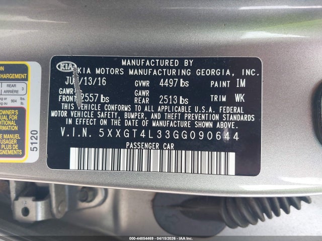 2016 KIA OPTIMA 5XXGT4L33GG090644 Photo 8