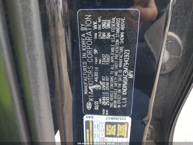 Aukcja sprzedaży 2021 Kia Sportage Lx, vin: KNDPM3AC3M7941923, numer aukcji: 44854475