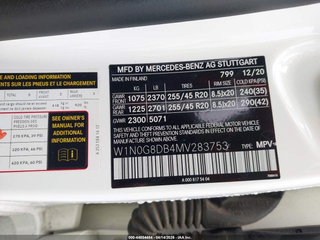 Продажа на аукционе авто 2021 Mercedes-benz Glc 300 Suv, vin: W1N0G8DB4MV283753, номер лота: 44854484