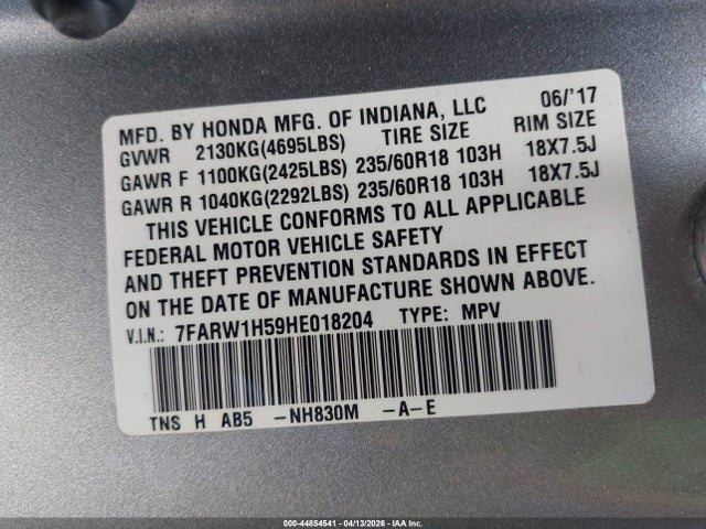 Honda CR-V EX 2017 7FARW1H59HE018204 Image 9