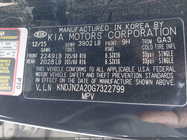 KIA Soul 2016 KNDJN2A20G7322799 Image 9