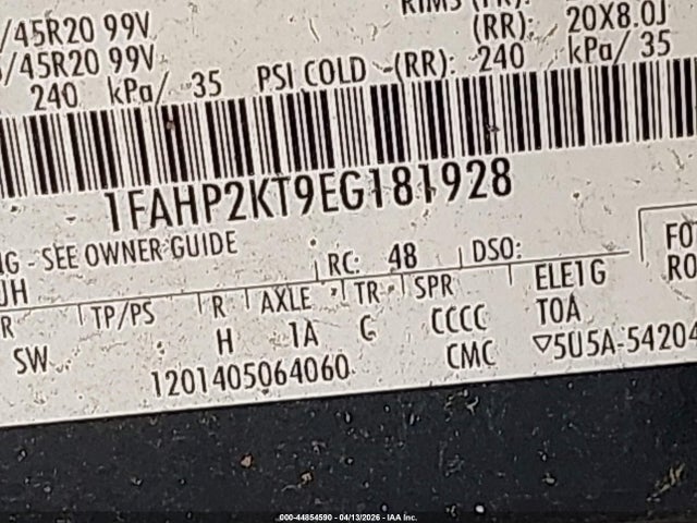 1FAHP2KT9EG181928 Ford TAURUS SHO