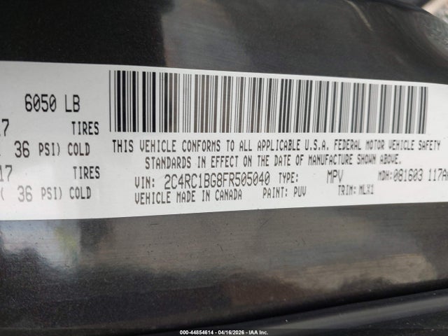 Продаж на аукціоні авто 2015 Chrysler Town & Country Touring, vin: 2C4RC1BG8FR505040, номер лоту: 44854614