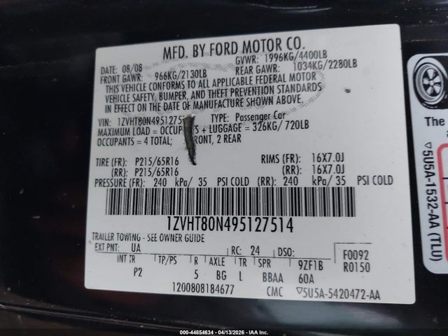 2009 FORD MUSTANG 1ZVHT80N495127514 Photo 8