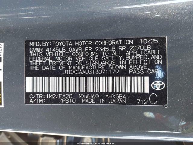 Toyota PRIUS XLE 2026 JTDACAAU3T3071179 Image 9