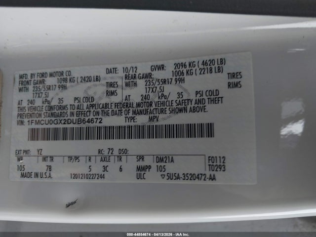 2013 FORD ESCAPE 1FMCU0GX2DUB64672 Photo 8