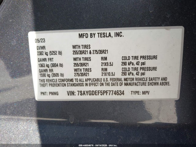 Продаж на аукціоні авто 2023 Tesla Model Y Performance Dual Motor All-wheel Drive, vin: 7SAYGDEF5PF774634, номер лоту: 44854676