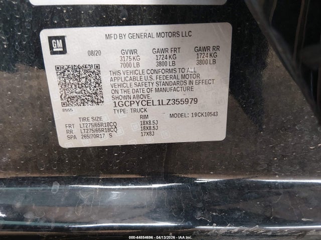 1GCPYCEL1LZ355979 Chevrolet Silverado 1500 4wd Short Bed Custom Trail Boss