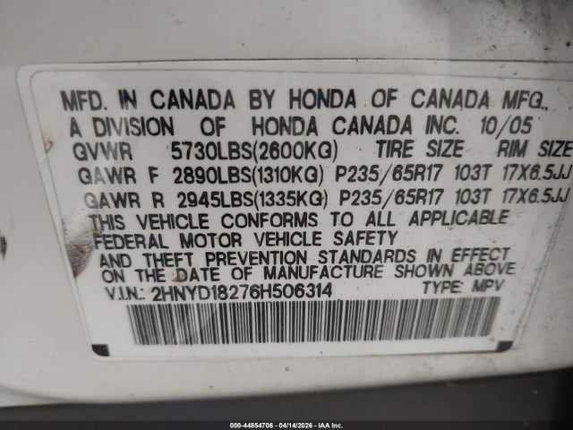 2006 ACURA MDX 2HNYD18276H506314 Photo 8
