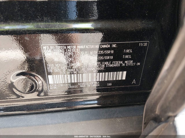 Aukcja sprzedaży 2021 Toyota Rav4 Xle Premium, vin: 2T3C1RFV1MC100225, numer aukcji: 44854720