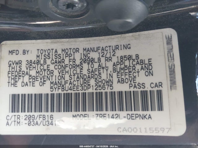 2013 TOYOTA COROLLA 5YFBU4EE3DP125675 Photo 8