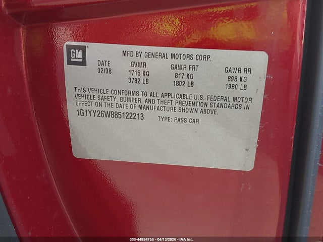 2008 CHEVROLET CORVETTE 1G1YY26W885122213 Photo 8