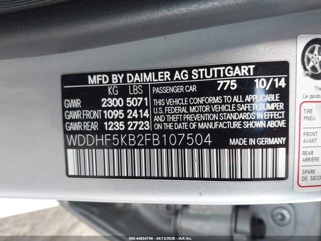 44854786 :رقم المزاد ، WDDHF5KB2FB107504 vin ، 2015 Mercedes-benz E 350 مزاد بيع
