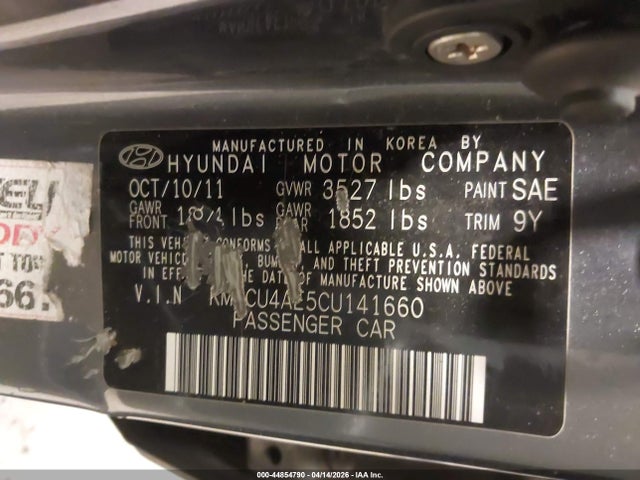 Продажа на аукционе авто 2012 Hyundai Accent Gls, vin: KMHCU4AE5CU141660, номер лота: 44854790