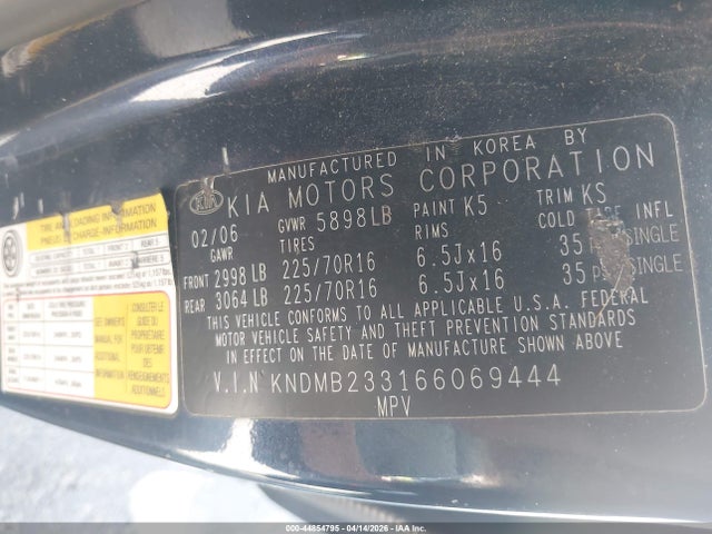 2006 KIA SEDONA KNDMB233166069444 Photo 8